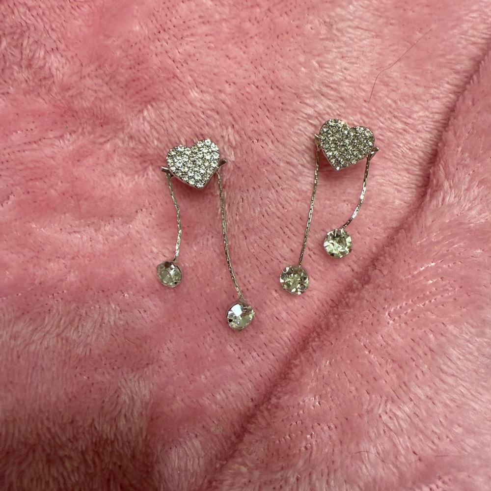 Sparkling Heart Drop Earrings